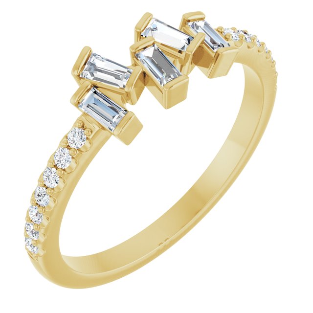 14K Yellow 1/3 CTW Natural Diamond Scattered Ring