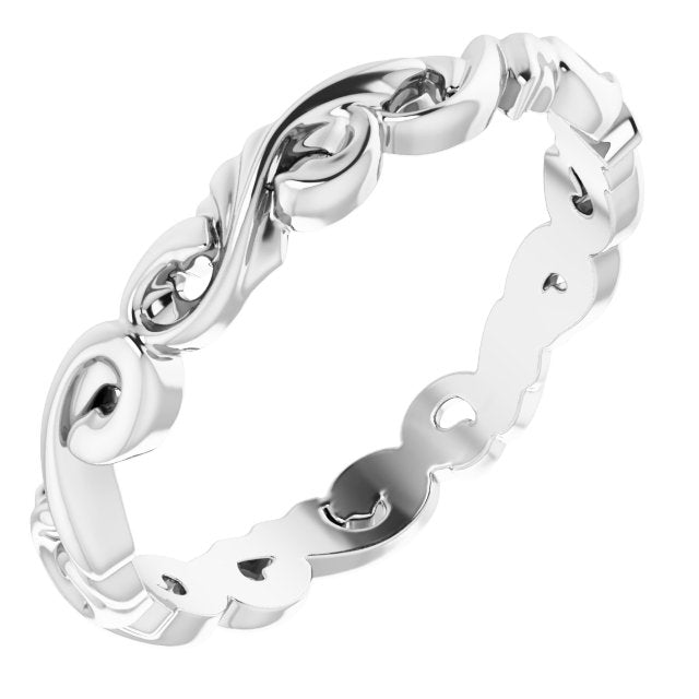 14k White 3 Mm Sculptural Band Size 5.5
