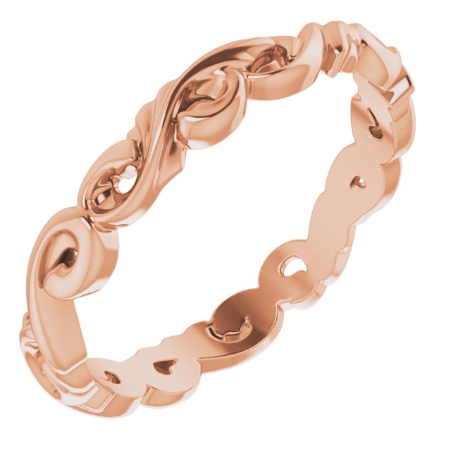 14k Rose 3 Mm Sculptural Band Size 7