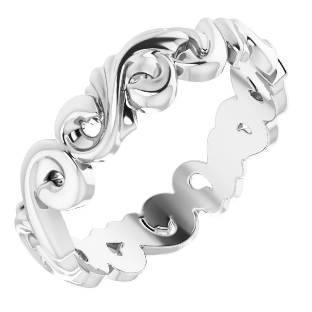 14k White 5 Mm Sculptural Band Size 7.5