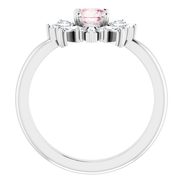 14K White Natural Pink Morganite & 3/8 CTW Natural Diamond Ring