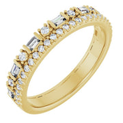 14K Yellow 3/8 CTW Natural Diamond Double Row Anniversary Band