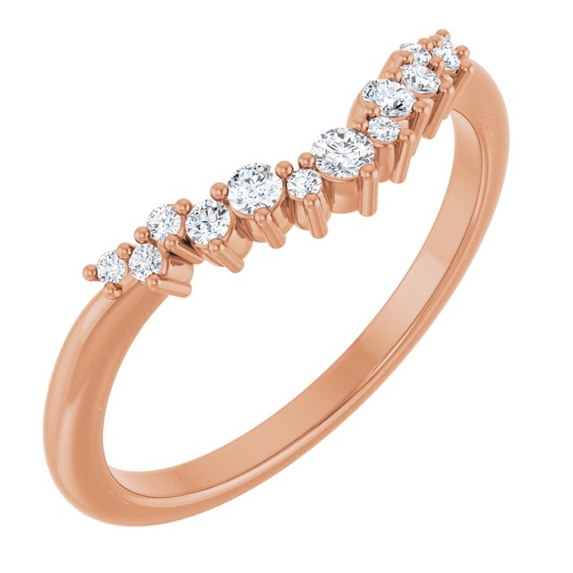 14k Rose 1/6 Ctw Natural Diamond Contour Band