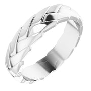 14K White 6 mm Woven-Design Band Size 11