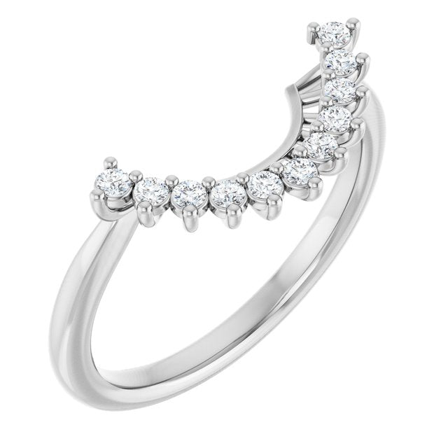 14k White 1/6 Ctw Diamond Matching Band For Round Ring