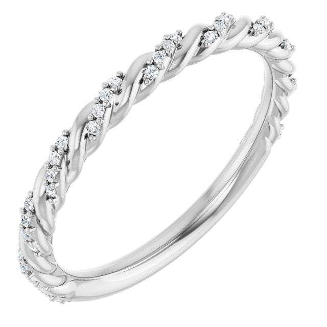 14k White 1/10 Ctw Natural Diamond Band