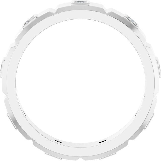 14K White 3/8 CTW Mens Natural Diamond Band Size 10