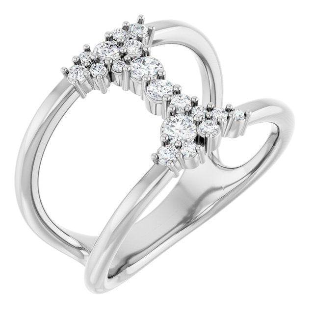 14K White 1/3 CTW Lab-Grown Diamond Negative Space Ring