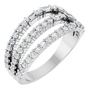 14K White 7/8 CTW Natural Diamond Stacked Ring