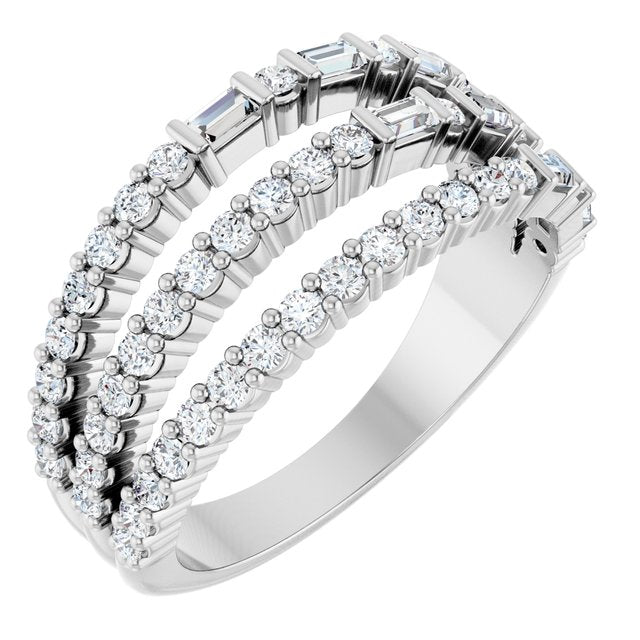 14K White 7/8 CTW Natural Diamond Stacked Ring