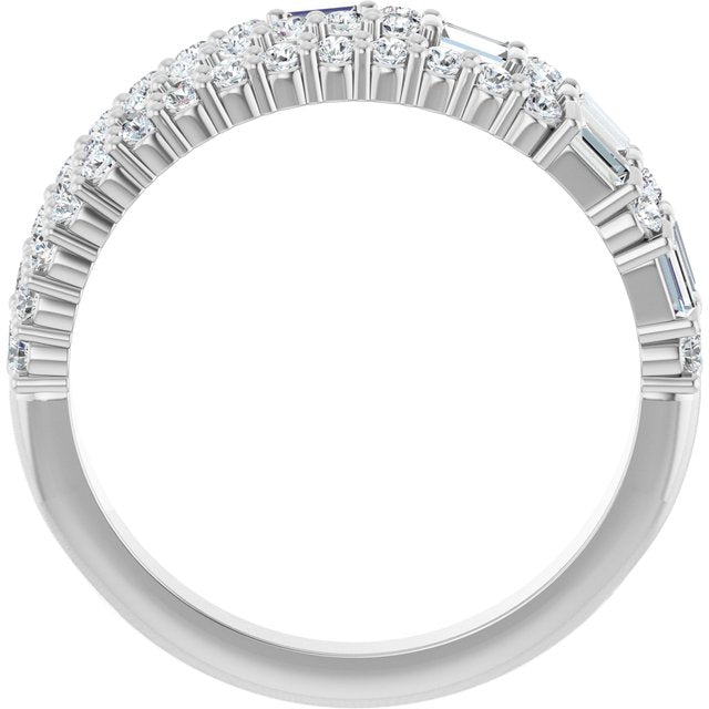 14K White 7/8 CTW Natural Diamond Stacked Ring