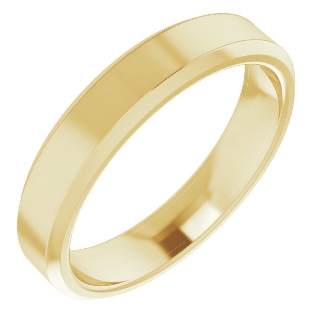14k Yellow 4 Mm Beveled-edge Band Size 9.5