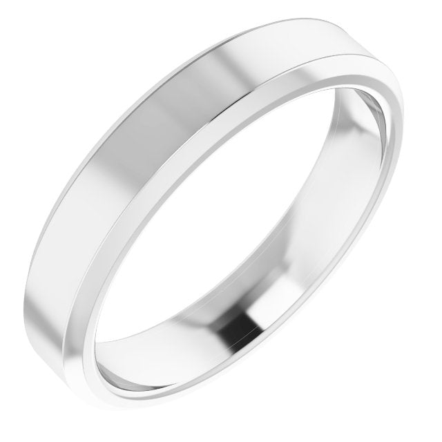 14K White 4 mm Beveled-Edge Band Size 8