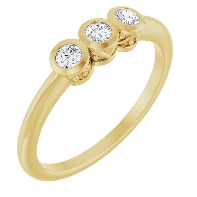 14k Yellow 1/5 Ctw Natural Diamond Three-stone Ring