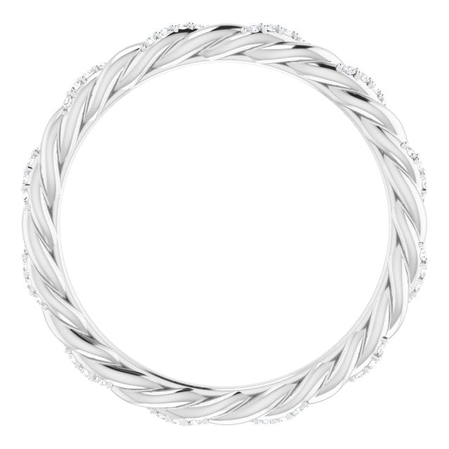 14k White 1/8 Ctw Natural Diamond Rope Eternity Band Size 6