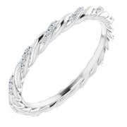 14k White 1/8 Ctw Natural Diamond Rope Eternity Band Size 6