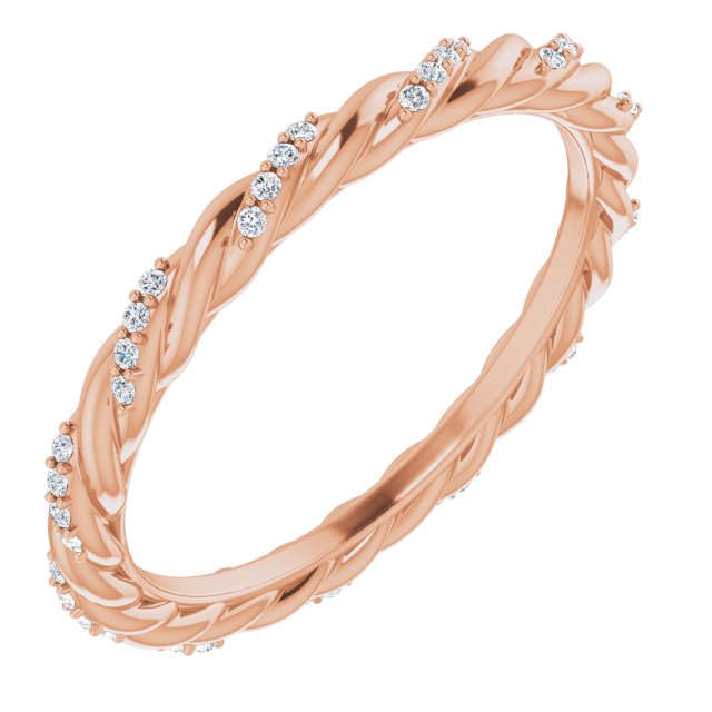 14k Rose 1/10 Ctw Natural Diamond Rope Eternity Band Size 7