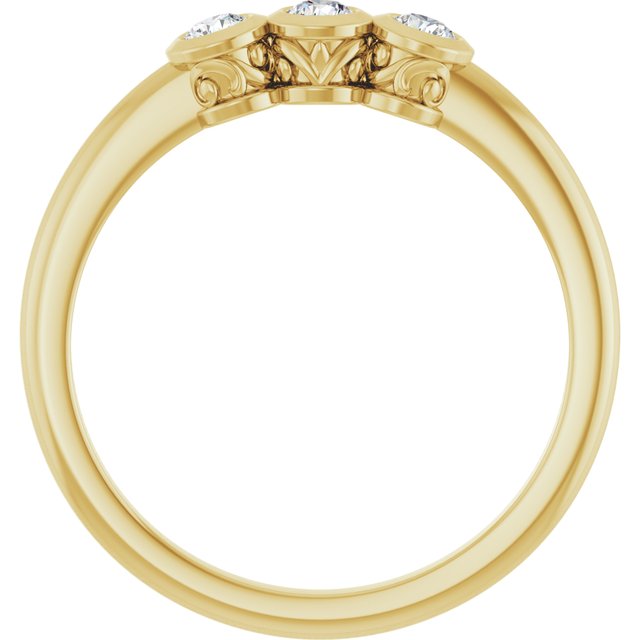 14k Yellow 1/5 Ctw Natural Diamond Three-stone Ring