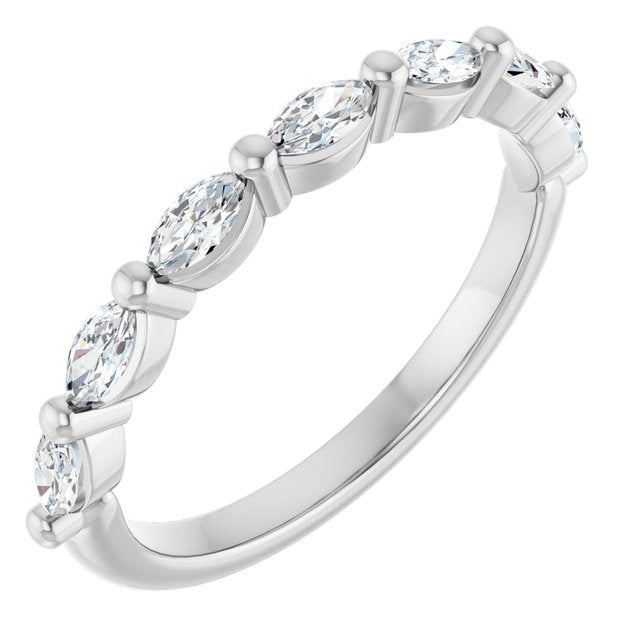 14k White 1/2 Ctw Natural Diamond Anniversary Band