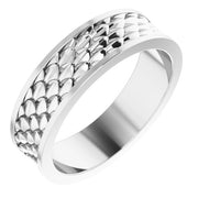 14K White 6 mm Scale Patterned Band Size 9