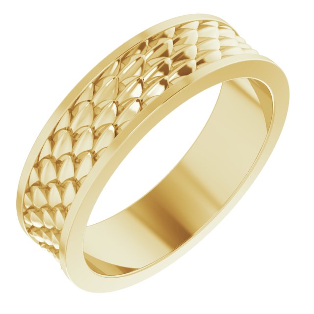 14K Yellow 6 mm Scale Patterned Band Size 9