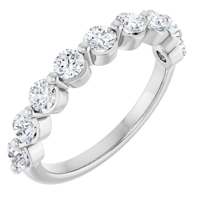 14k White 9/10 Ctw Lab-grown Diamond Anniversary Band