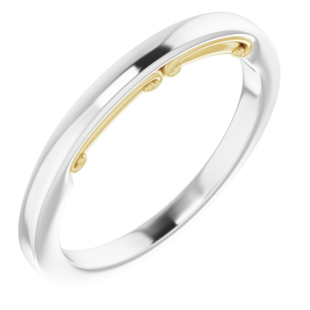 14K White/Yellow Sculptural-Inspired Matching Band