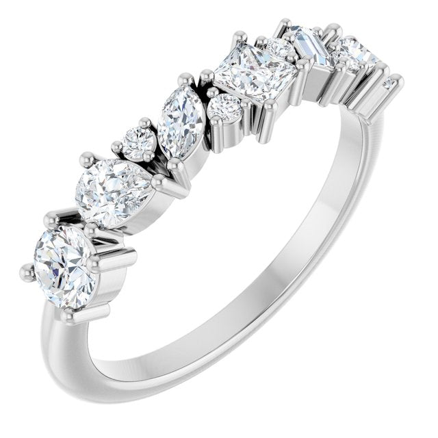 14k White 7/8 Ctw Lab-grown Diamond Anniversary Band