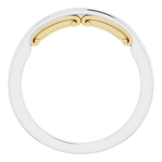 14K White/Yellow Sculptural-Inspired Matching Band