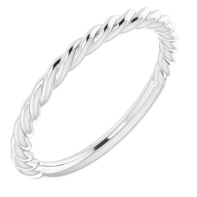 14k White 1.7 Mm Rope Band Size 4