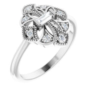 14K White 1/5 CTW Natural Diamond Vintage-Inspired Ring