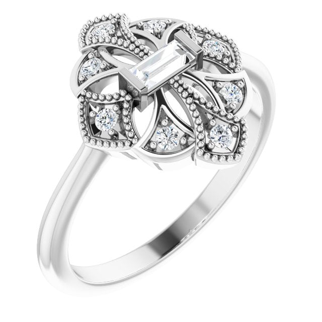 14K White 1/5 CTW Natural Diamond Vintage-Inspired Ring