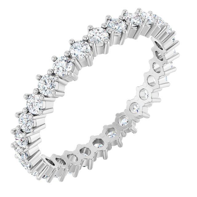 14K White 7/8 CTW Natural Diamond Eternity Band Size 7