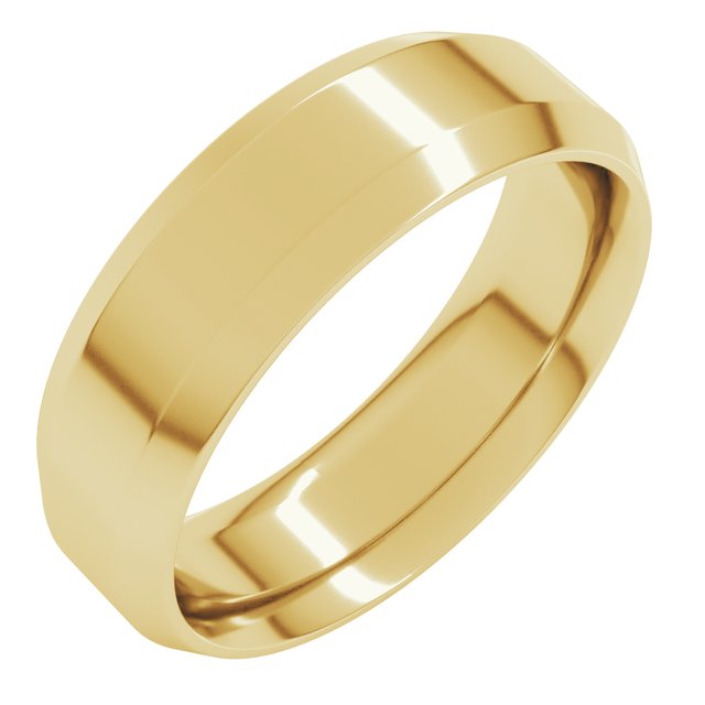 14k Yellow 6 Mm Beveled-edge Comfort-fit Band Size 9.5