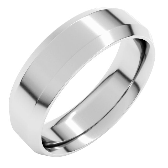 14k X1 White 6 Mm Beveled-edge Comfort-fit Band Size 7.5