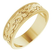 14K Yellow 6 mm Sculptural Milgrain Band Size 11.5