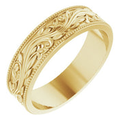 14K Yellow 6 mm Sculptural Milgrain Band Size 12