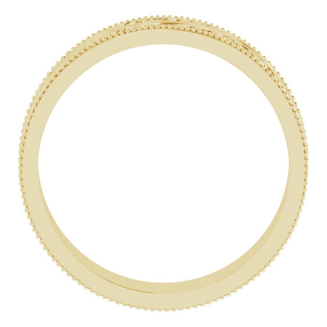 14K Yellow 6 mm Sculptural Milgrain Band Size 12