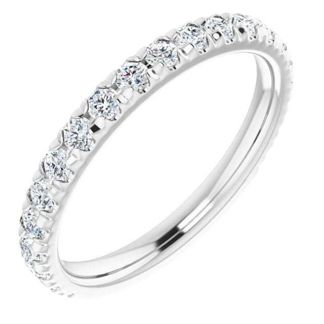 14K White 1/2 CTW Natural Diamond French-Set Matching Band