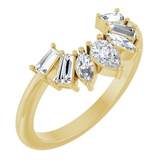 14k Yellow 1/2 Ctw Lab-grown Diamond Contour Band