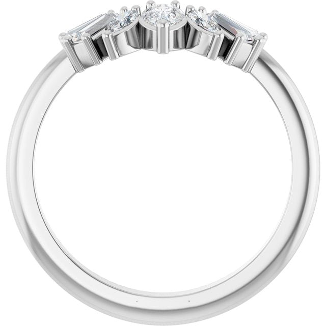 14K White 1/2 CTW Natural Diamond Contour Band