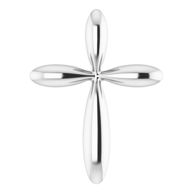 14k White 14.65x11.2 Mm Cross Pendant