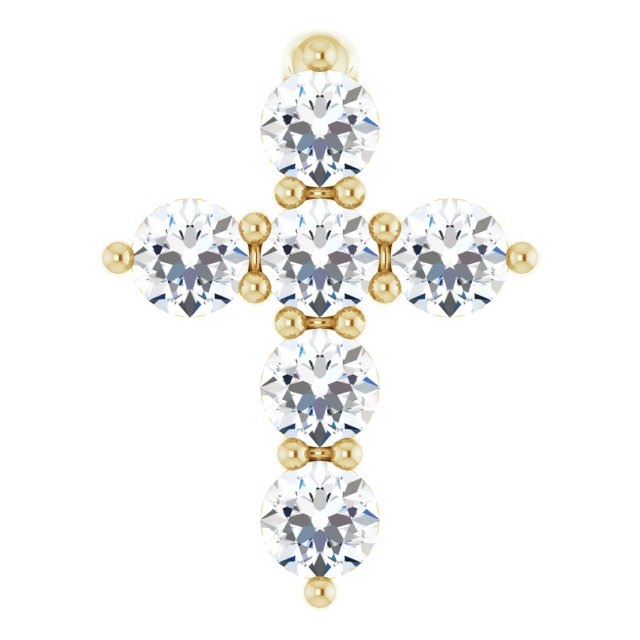 14k Yellow 1/6 Ctw Natural Diamond Cross Pendant