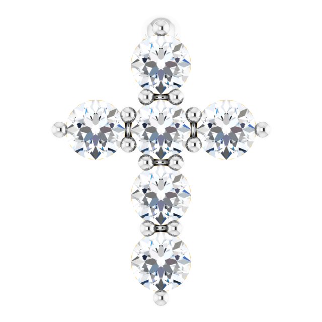 14k White 1/6 Ctw Lab-grown Diamond Cross Pendant