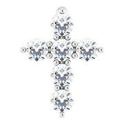 14k White 1/6 Ctw Natural Diamond Cross Pendant