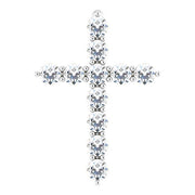 14K White 1/4 CTW Lab-Grown Diamond Cross Pendant