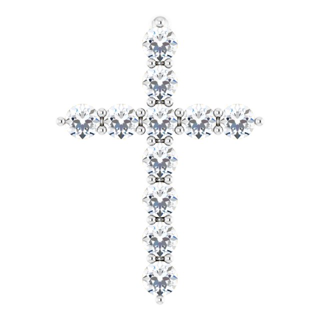 14K White 1/4 CTW Lab-Grown Diamond Cross Pendant