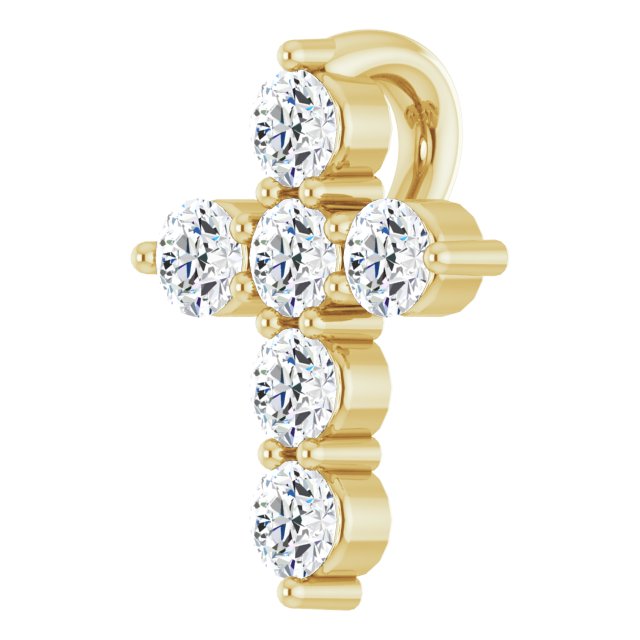 14k Yellow 1/6 Ctw Natural Diamond Cross Pendant