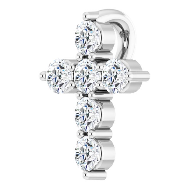 14k White 1/6 Ctw Natural Diamond Cross Pendant