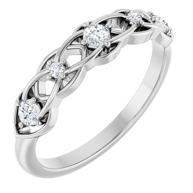 14K White 1/5 CTW Natural Diamond Stackable Ring